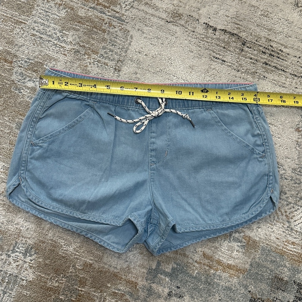 Roxy Light Blue Jean Shorts with Drawstring and elaastic. - Picture 2 of 5